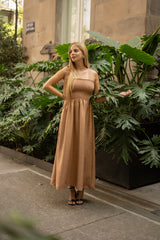 Vestido Resortado Cafe Oscuro