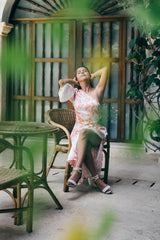 Vestido medio hombro Coral