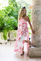 Vestido medio hombro Coral