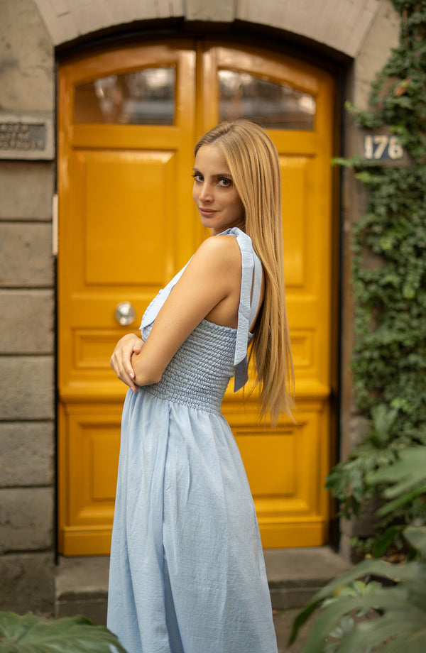 Vestido Resortado Azul
