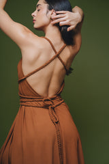 Vestido cafe Trenzado