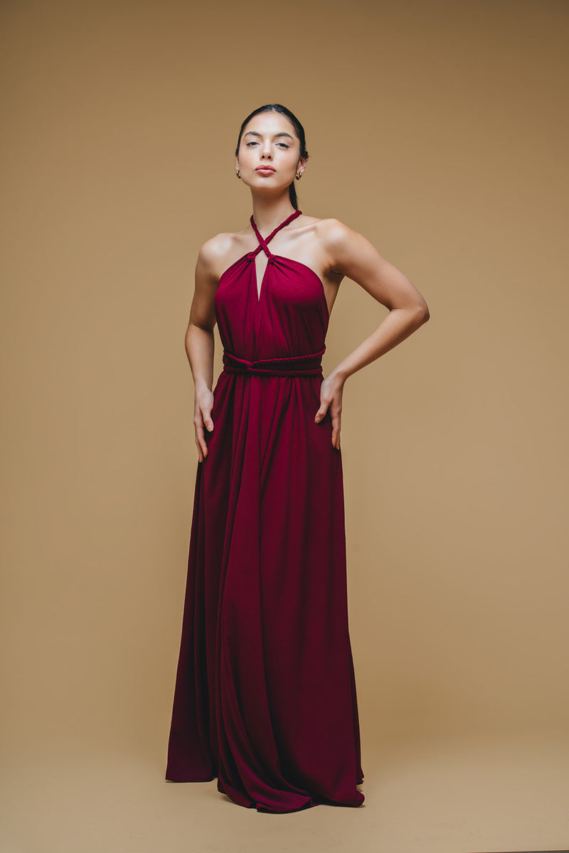 Vestido vinotinto Trenzado