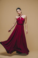 Vestido vinotinto Trenzado