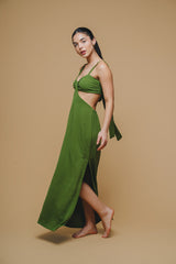Vestido Cut Out verde militar