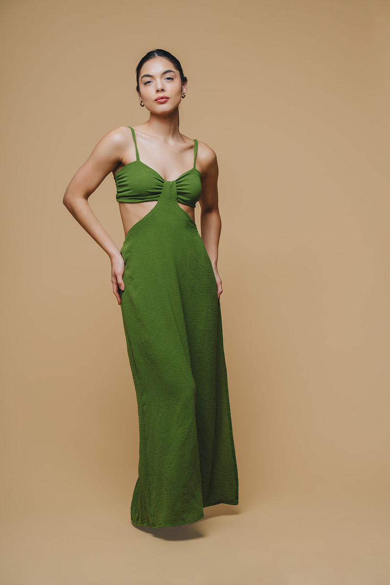 Vestido Cut Out verde militar