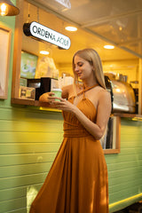 Vestido Ocre Trenzado