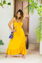 Pareo / Falda boleros amarillo mostaza