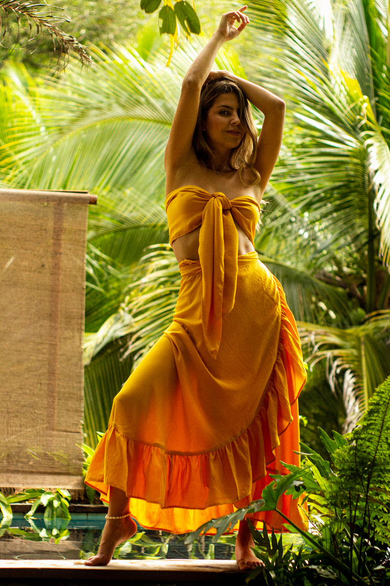 Pareo / Falda boleros amarillo mostaza
